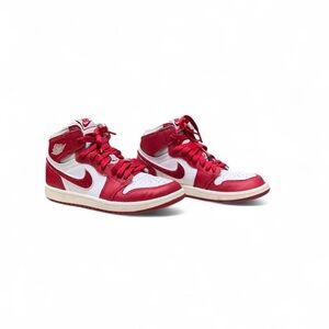 Nike Red and White High-Top Sneakers